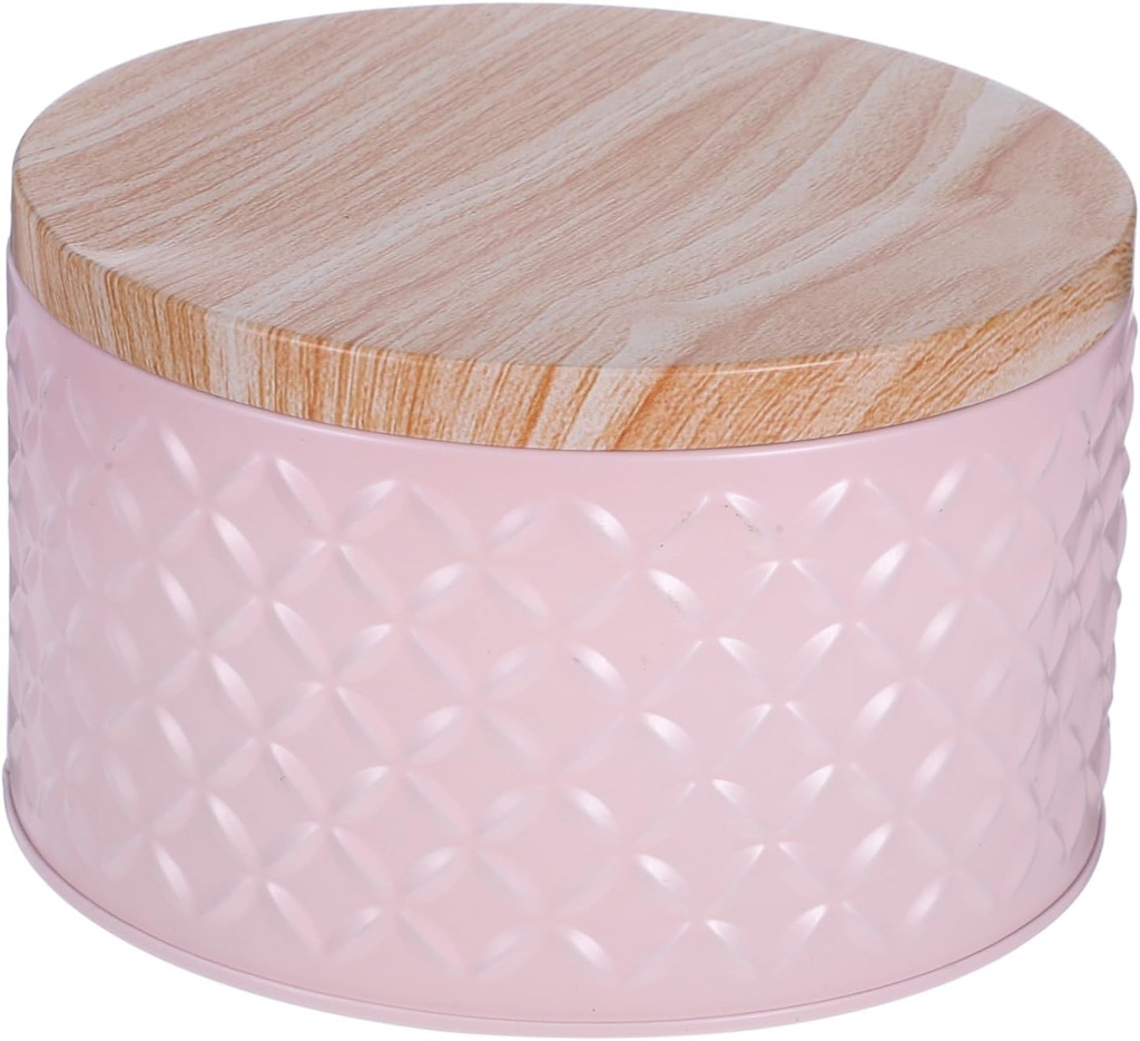 Lurrose Metal Tin Canister for Biscuit Candy Storage Favor Boxes Lids for Christmas Round Cookie Jar Containers