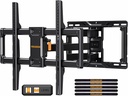 Perlegear Full Motion TV Wall Mount for Most 42–84 inch Flat Curved TVs up to 132 lbs, 12″/16″ Wood Studs, Bracket with Articulating Arms, Swivel, Tool-Free Tilt, Max VESA 600x400mm PGLF12