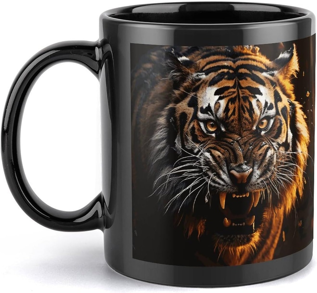 Ferocious Tiger Travel Mug Ceramic Large Ceramic Coffee Mugs with Handle, Porcelain Mugs- Perfect for Coffee Tea Espresso Other Beverages