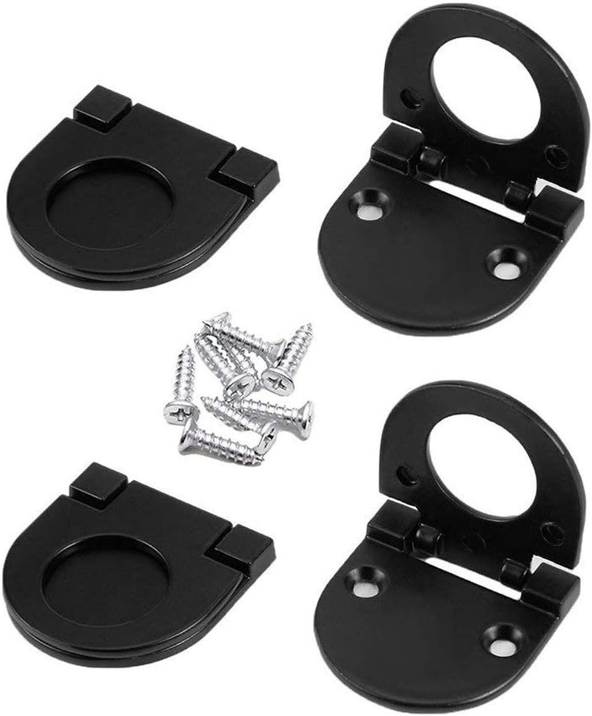 XMHF 4-Pack Recessed Type Door Drawer Handle Modern Flush Ring Kitchen Dresser Furniture Handle Pull,Flat Black Oval