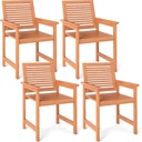 Tangkula Patio Chairs Set of 4, Outdoor Wooden Dining Chairs with Inclined Backrests and Slatted Seats, Outdoor Furniture Armchairs for Deck, Garden, Porch and Backyard (Horizontal Stripe, 2)