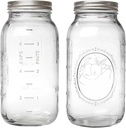 PR1M3 64 oz Mason Jar Wide Mouth, 2 Pack Large Half Gallon Mason Jars with Airtight Band & Lid, Clear Glass Jars for Canning, Fermenting, Pickling, Storing.