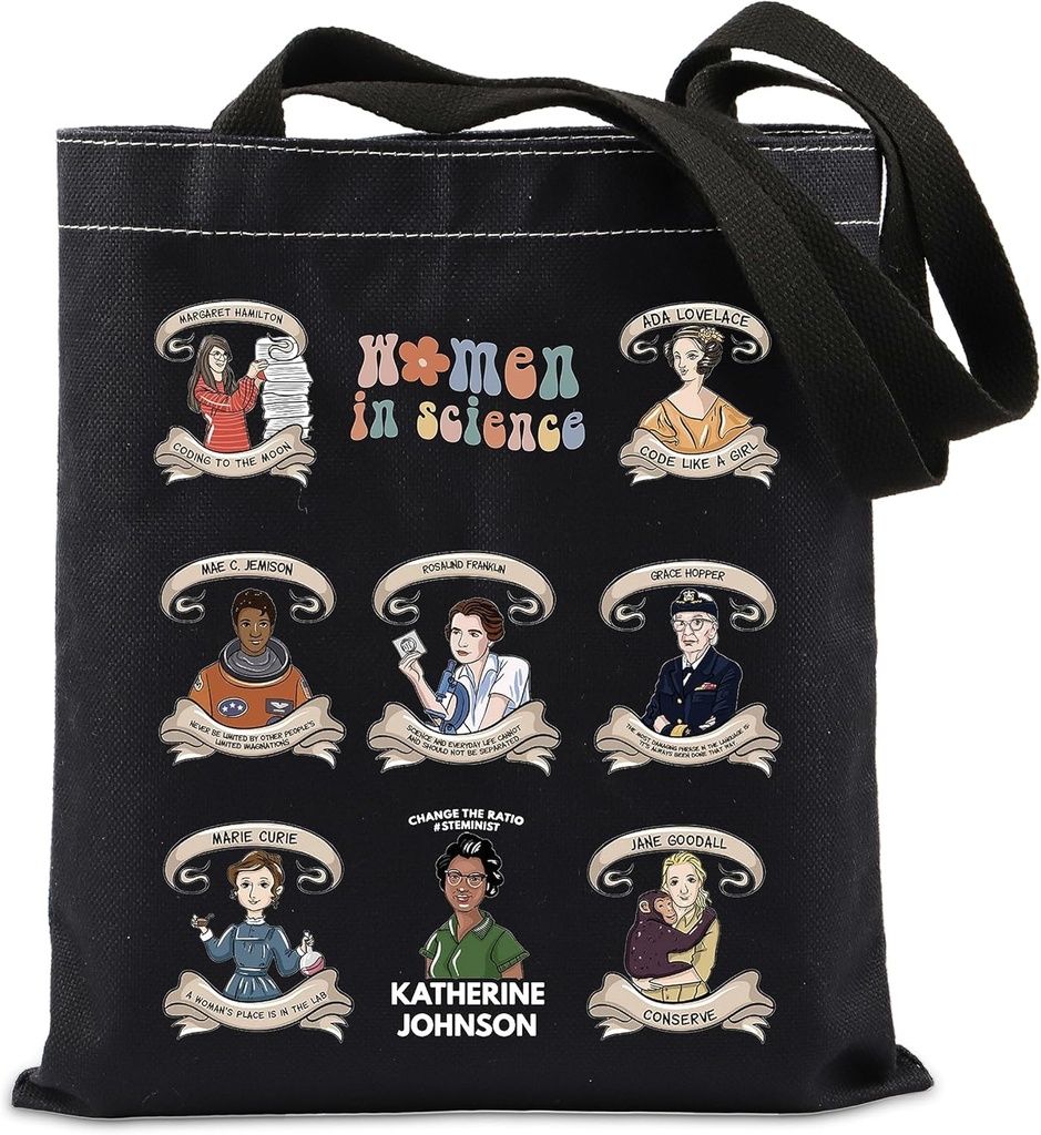 TIIMG Women in Science Tote Bag - Technology & Engineering Gift for Biology Teachers & Science Experiment Lovers