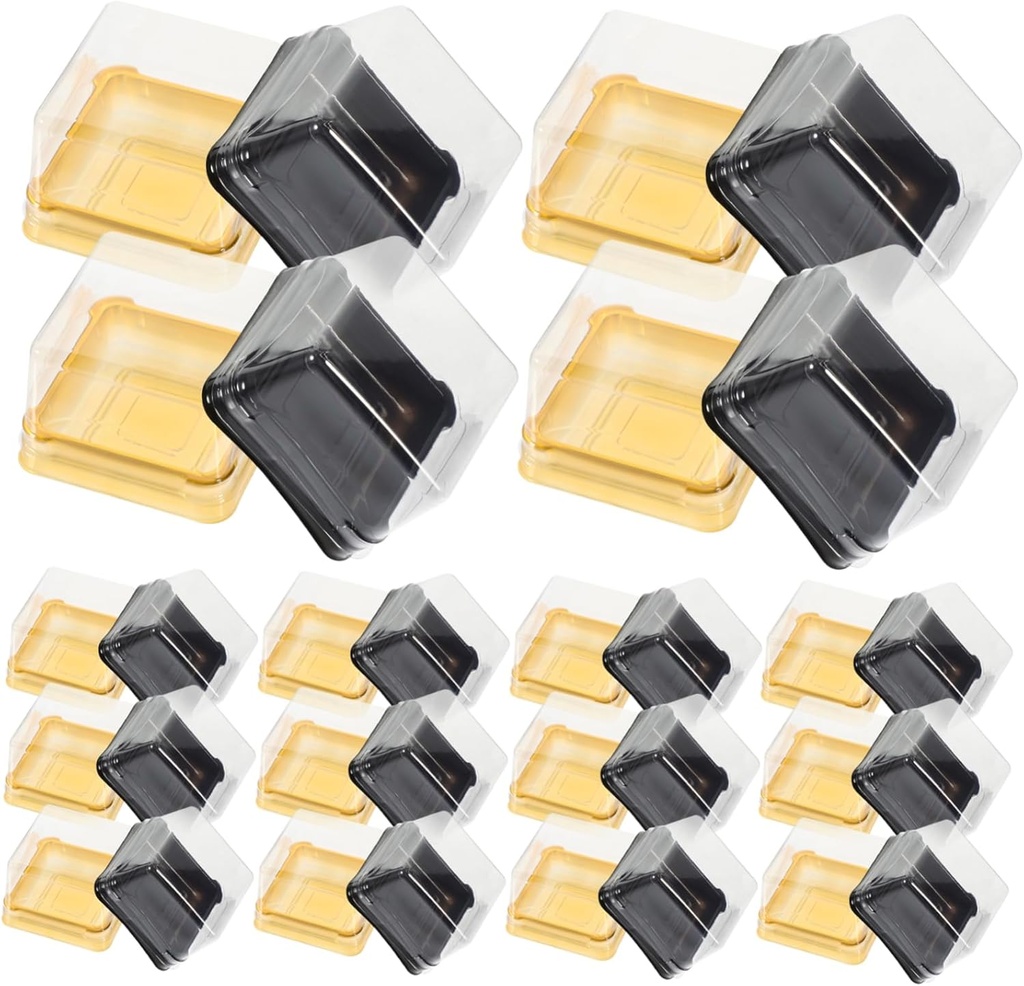Unomor 100 Pcs Waterproof Egg-Yolk Puff Storage Boxes Square Clamshell Containers for Bakery for Mooncakes and Cupcakes