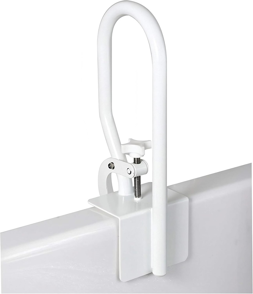 Carex White Bathtub Rail - Grab Bars for Bathroom, Bathtubs & Showers - Side Hand Grip Railing & Support - Shower Handle & Bath Tub Bar Clamps for Seniors & Elderly