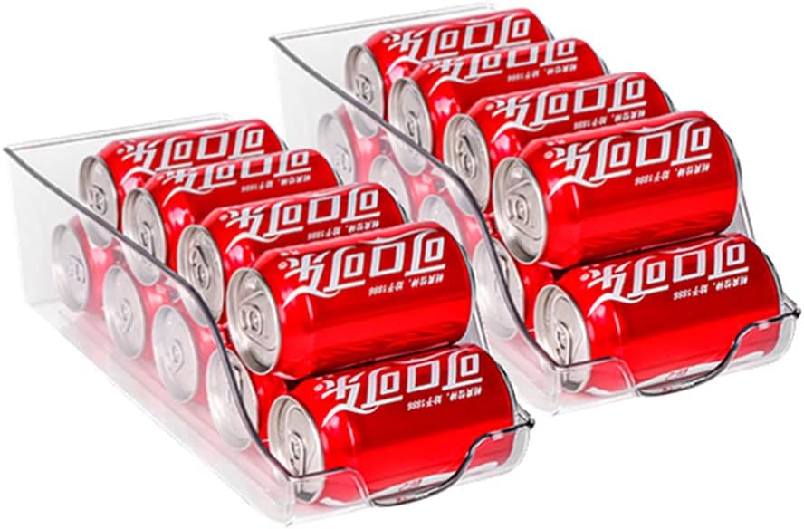 Xicennego Pop-Up Soda Can Dispenser Storage Organizer Bin (2pack) PET Can Holder Storage Beverage Canned Food Organizer For Kitchens Refrigerators Counters Freezers Shops Camping RVs