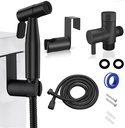 Handheld Bidet Sprayer for Toilet: Premium Stainless Steel Cloth Diaper Sprayer Set, Upgraded Jet Sprayer for Toilet w/Leakproof Hose, High Pressure Bathroom Bidet Sprayer Set Muslim Shower (Black)