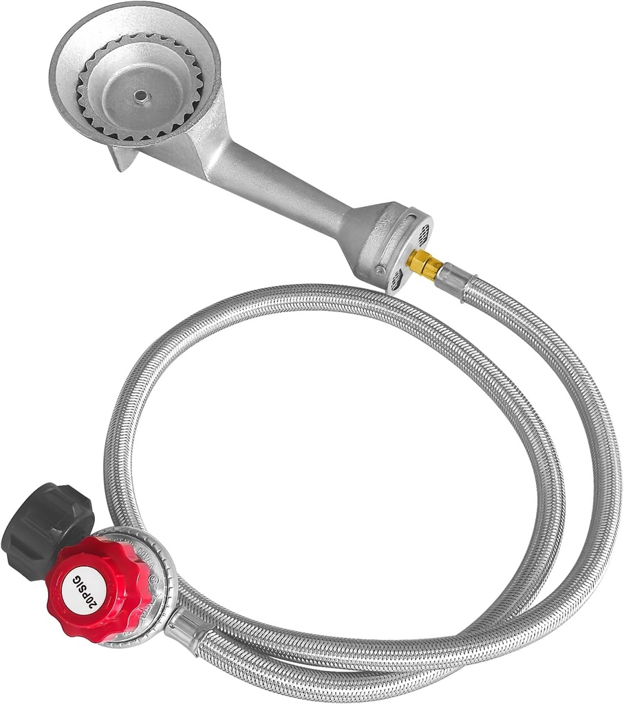 veralune Taper High Pressure Cast-Iron Propane Burner Head, with 20 PSIG Adjustable Regulator, Taper Burner Head for Turkey Fryer Burners, Outdoor Cooking, Camping