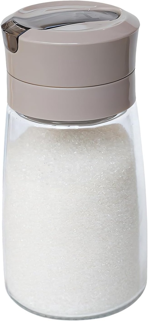Sugar Dispenser with Pour Spout Weighted Pourer Clear 9oz Sugar Shaker Dispenser Sugar Container Glass Jar Coffee Bar Accessories and Organizer Accessories For Creamer, Tea and Baking