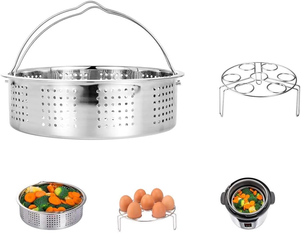 Stainless Steel Steamer Basket with Egg Steam Rack Trivet Compatible with Instant Pot 5,6 qt Electric Pressure Cooker
