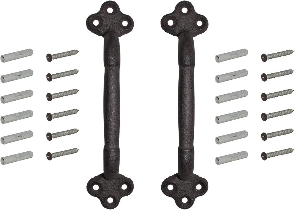 Rustic Cast Iron Gate Door Handle Pull Set of Two, Barn Door Handle, Antique Door Hardware