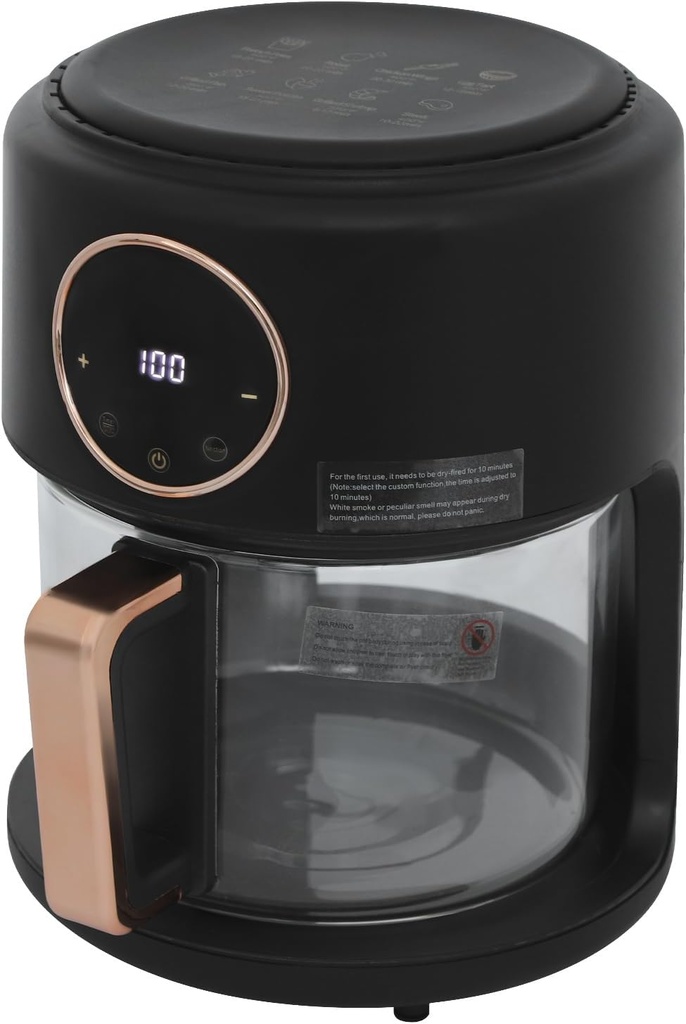 3.81QT Air Fryer, Mini 1200W Touch Screen Air Fryer with 8 Preset Modes, Fast Heating, 60 Min Timer, Perfect for Family Meals and Everyday Home Kitchen Cooking (Black)