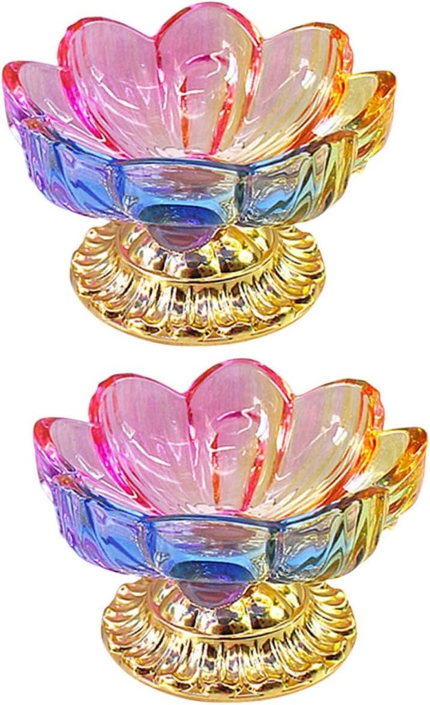 Garneck 2pcs Lotus Fruit Serving Plate with Feet Dessert Storage Holder for Buddha Offering Table Decor Snack Tray with Capacity for Home and Use