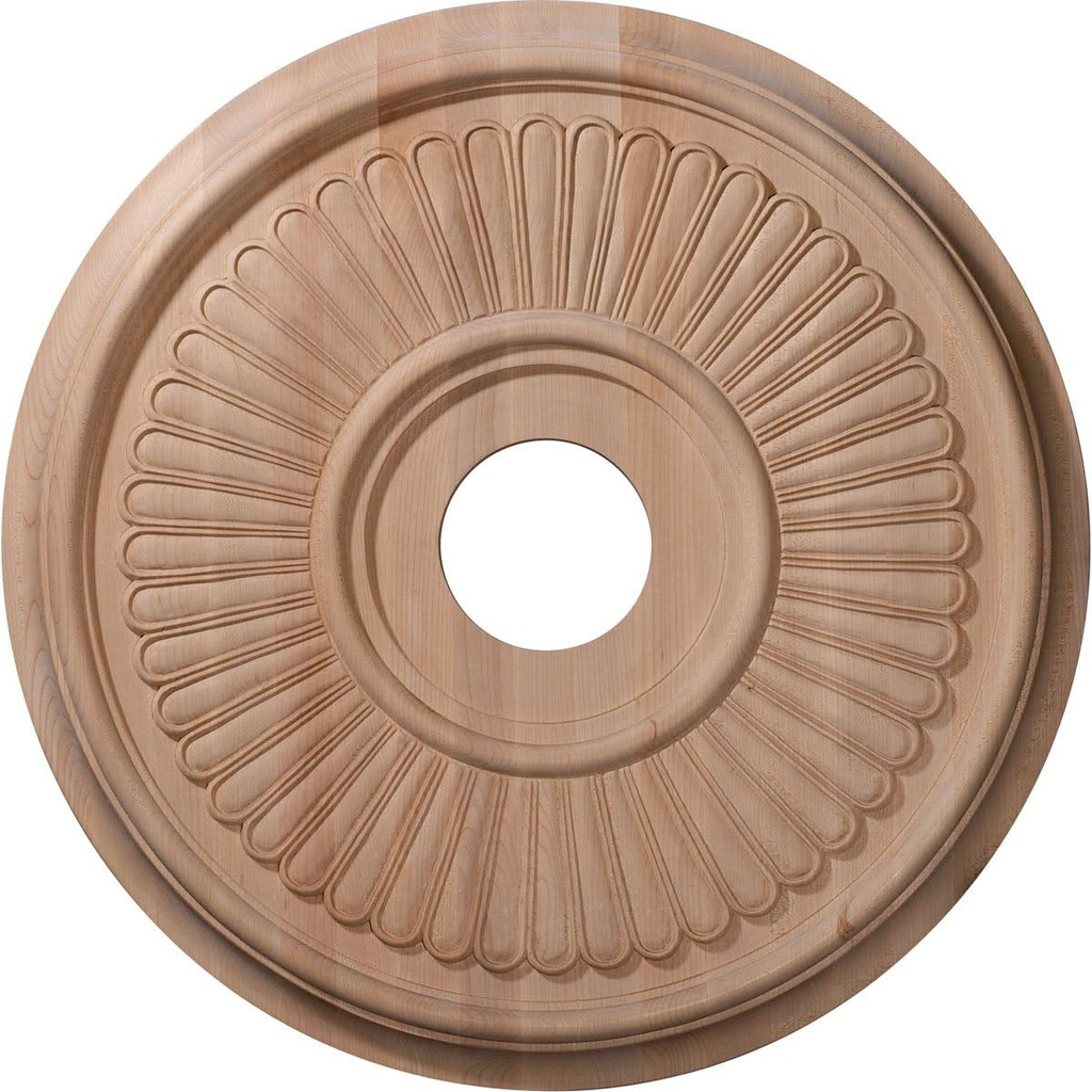 Ekena Millwork 16"OD x 3 7/8"ID x 1 1/8"P Carved Berkshire Ceiling Medallion, Red Oak (Fits Canopies up to 5 1/4")