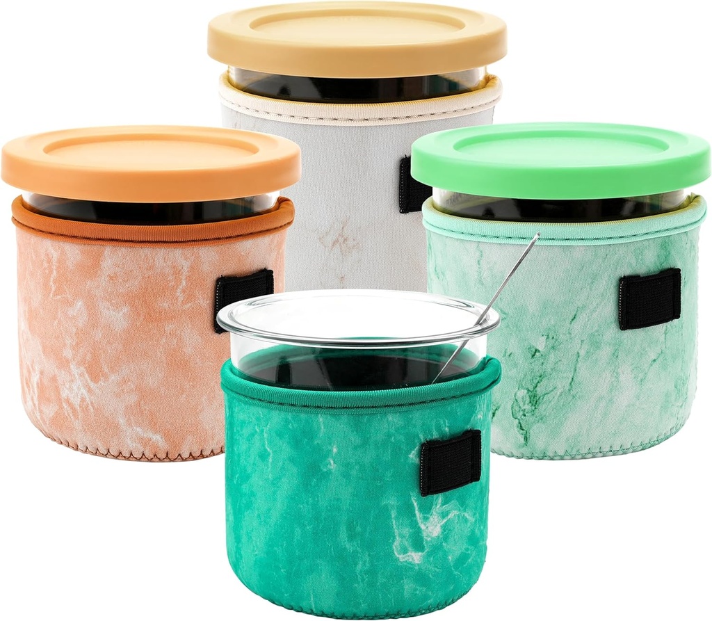 4 Pack Ice Cream Sleeve Neoprene Sleeve for Ninja Creami Accessories, Reusable Insulated Sleeves for NC301 NC300 NC299AMZ Series (16oz B)