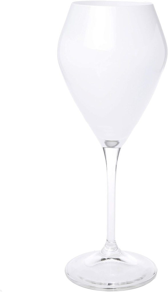 Colored V-shaped Water Glasses with Clear Stem-Set of 6-Fills 15 ounces (white)