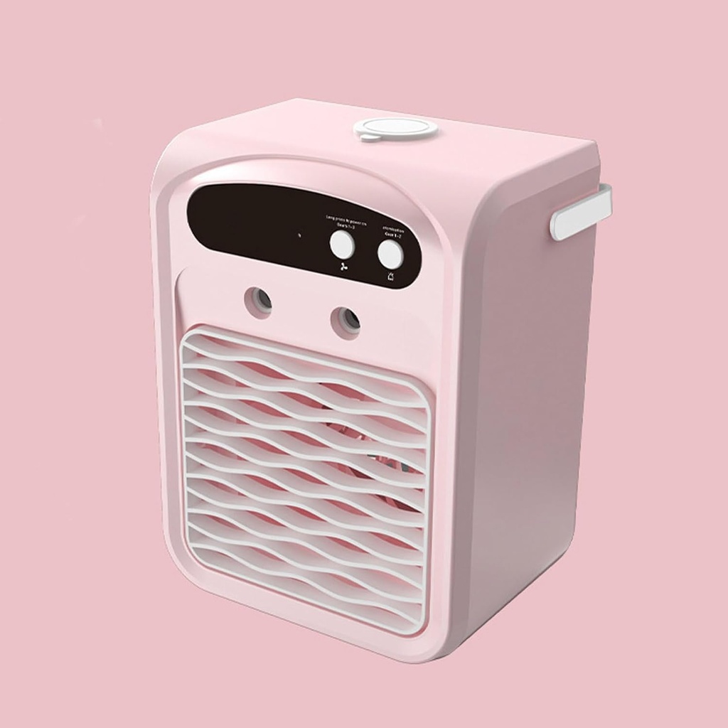 DejaCool Portable 3-in-1 Air Conditioner, Mini AC Fan & Humidifier With Dual Spray, 2 Speeds, 500ml Tank, For Car, Office, Bedroom (Pink)
