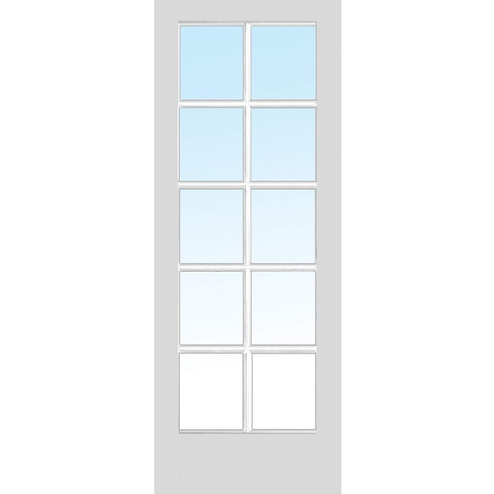 National Door Company ZZ364981 Primed MDF, 10 Lite True Divided Interior Door Slab, 24"x80", 1-3/8" Thick