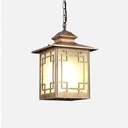 Chinese E27 External Glass Lantern Waterproof Lamp Bronze Die-Aluminum Entryway Corridor Hanging Lamps Outdoor Garden Balcony Gallery Terrace Lighting Chandelier Perf/26 * 18Cm/A/26 * 18Cm