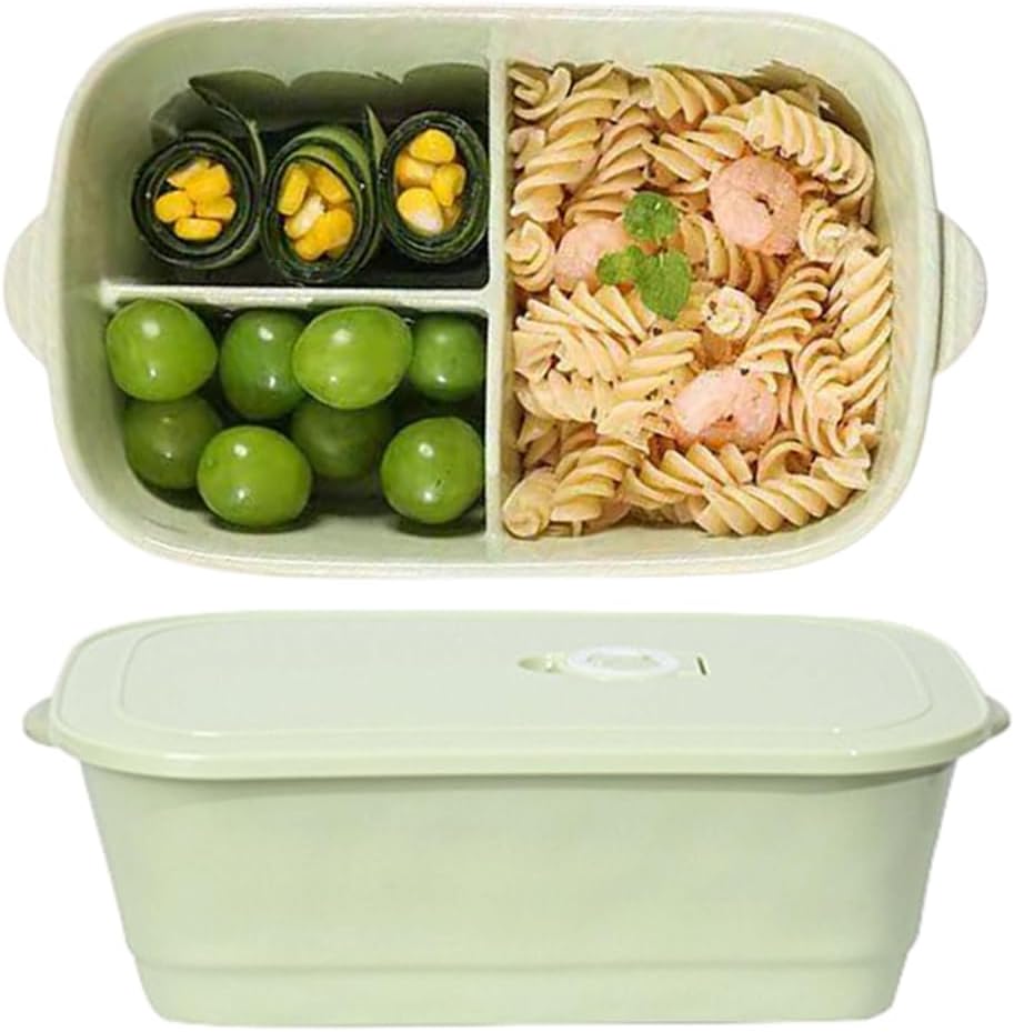 Ceramic Lunch Box with Compartment, Lunch Box with Lid, Green Lunch Boxes are Leak-Proof Sealed and Reusable, Perfect for office, Picnics, Short Trips or When Riding