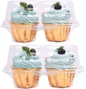 Leoyoubei Double Cupcake Container,2 Compartment Cupcake Container - Deep Cupcake Carrier Holder Box - Clear - Stackable - Clamshell Cupcake Container Ideal to Carry Cupcakes or Birthday Party (10)