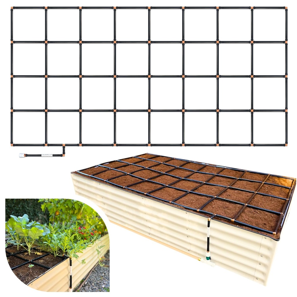 Garden Grid Watering System | Garden Irrigation System for Garden Beds – But Better | Pre-Assembled, Waters Every Plant, 2-Min Setup, USA-Made, Lasts 5–10x Longer Than Drip Irrigation | 4x8 – 44"x88"