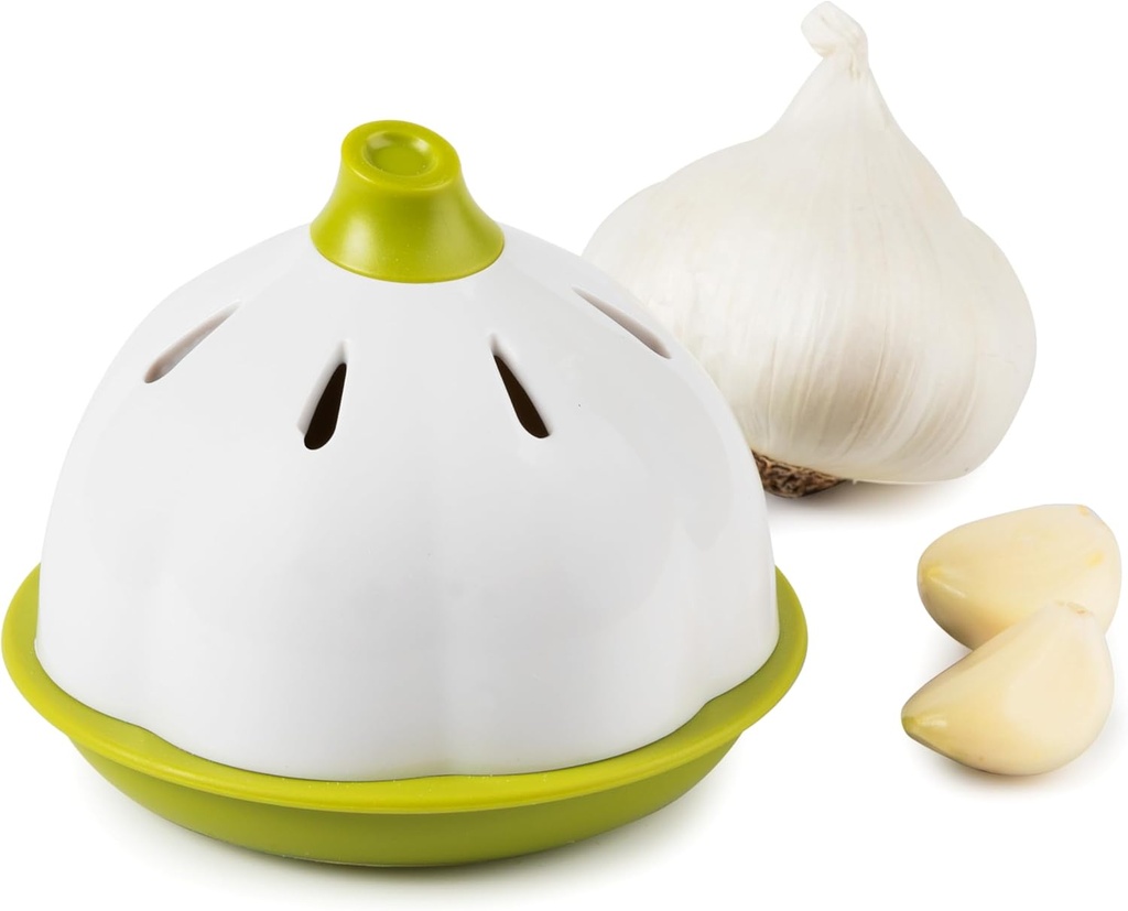 Joie Garlic Keeper, Vented Pod Saver for Firm, Fresh and Odorless Storage, Holds Full Head or Leftover Cloves, Twist to Lock Container, Compact Design for Counter, BPA-Free