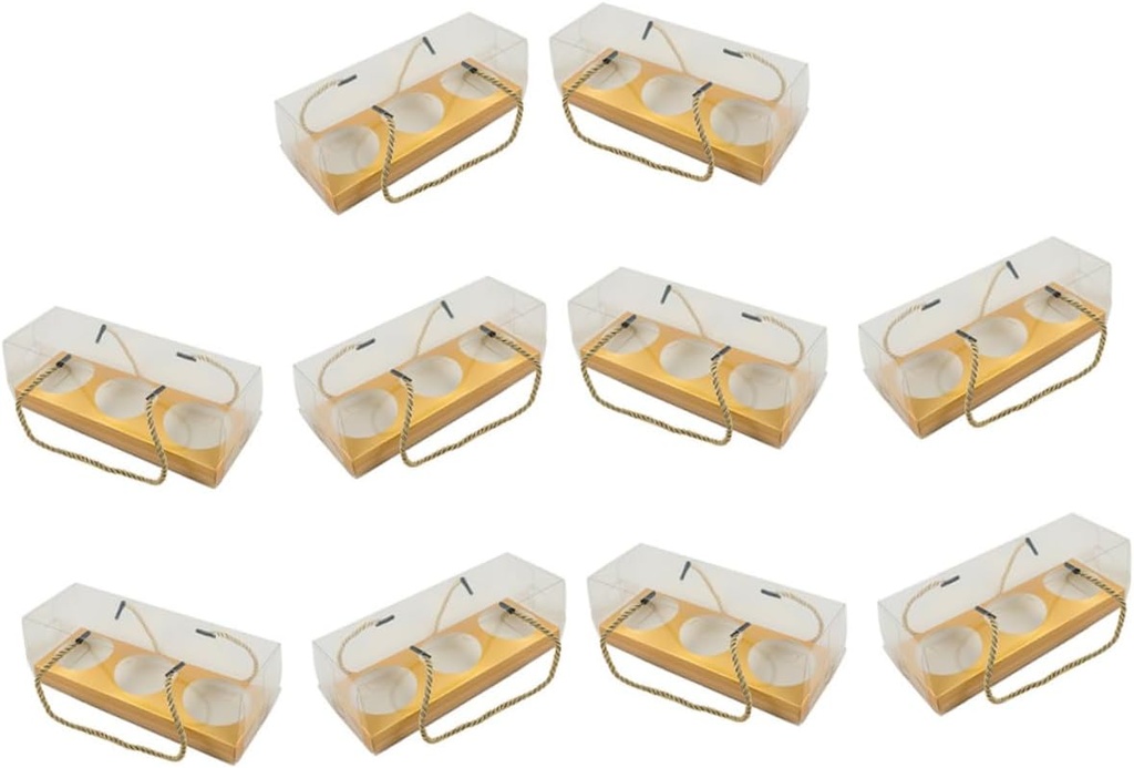 STOBAZA Plastic Cake Boxes Set 10 Pack Cupcake Boxes Handles Portable Lightweight for Birthday Wedding Party