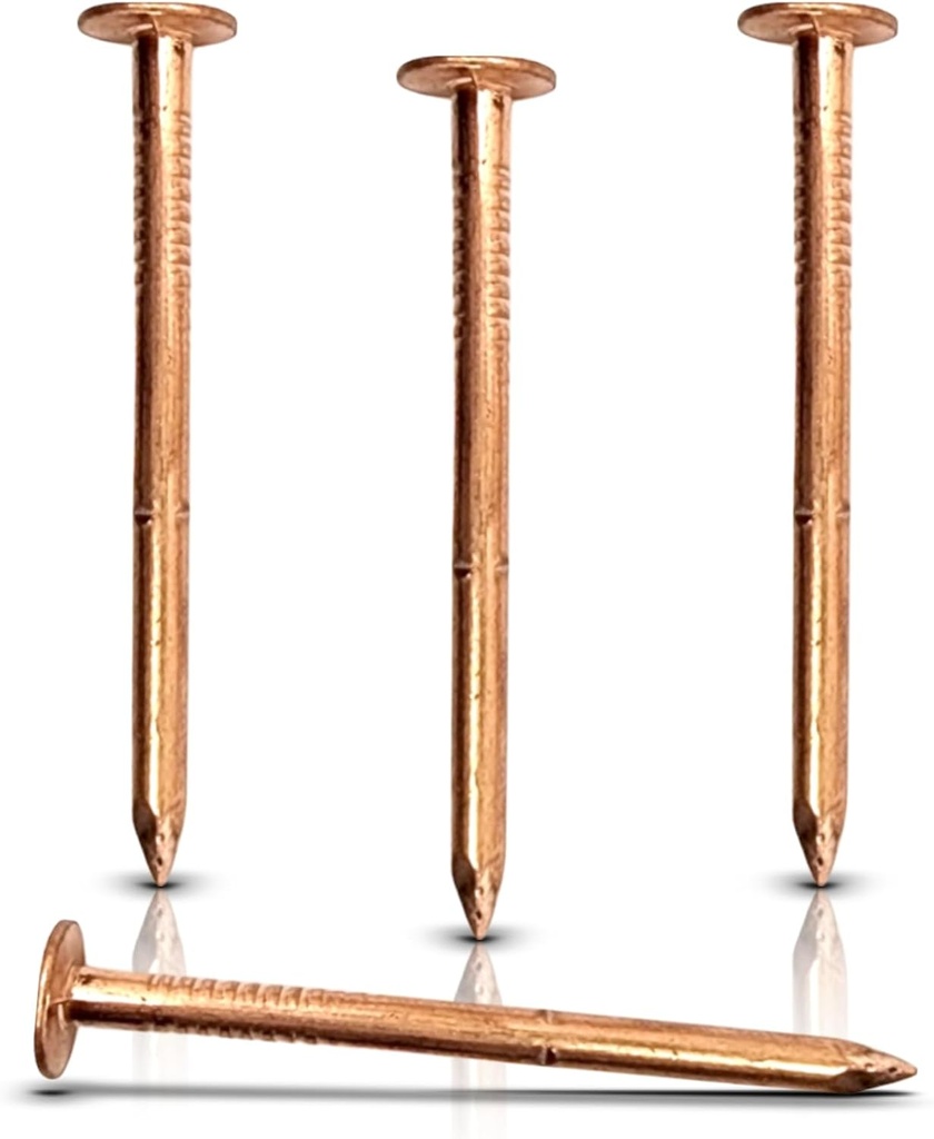 100 Pack 2 Inch USA MADE Copper Nails Roofing Finish - Solid Pure Copper Slate Spikes Flashing Furniture Boat - Package Includes - Highest Quality Nails (100)