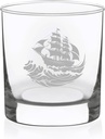 C M - Stormy Sea Voyage Whiskey Rocks Glass - Nautical Ship Themed Gift for Men and Women - 11 oz.