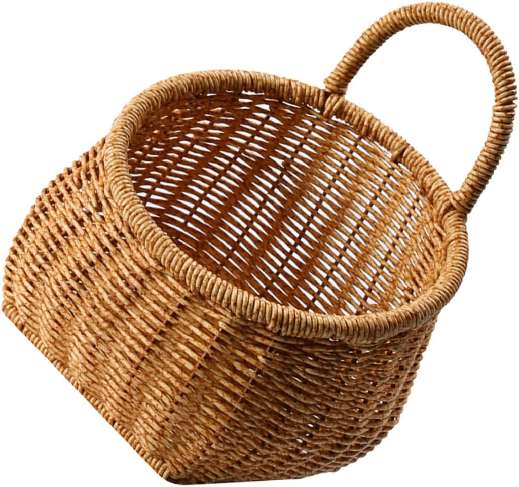 Light Luxury Woven Hanging Basket for Kitchen Wall Storage Material Fruit Vegetable Holder Rustic Farmhouse Decorative Basket for Door Seasoning and Flower Display
