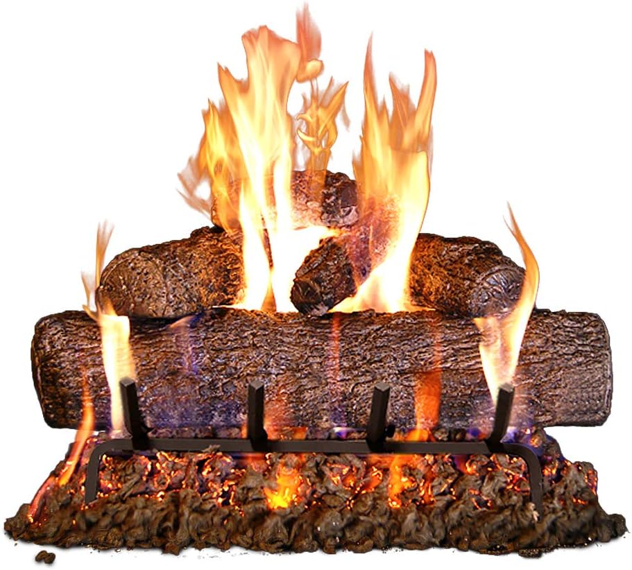 Real Fyre Live Oak 30-Inch Vented Natural Gas Log Set with Burner, SPK-26 Safety Pilot & Gas Connection Kit