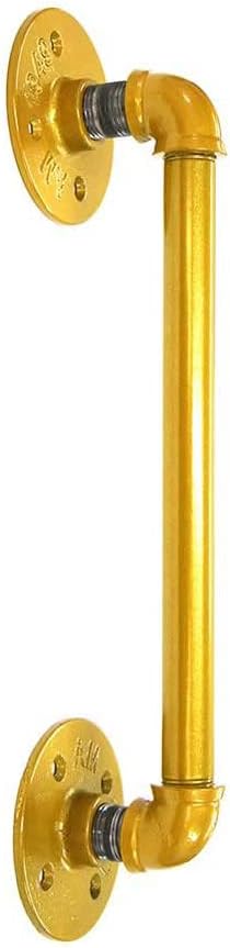 SERENITA 14" Industrial Pipe Gold Iron Barn Door Pull Bar Handles Knobs, Rustic Front Exterior Gate Interior Sliding Hardware. (Gold 1 Pack 14 inch)