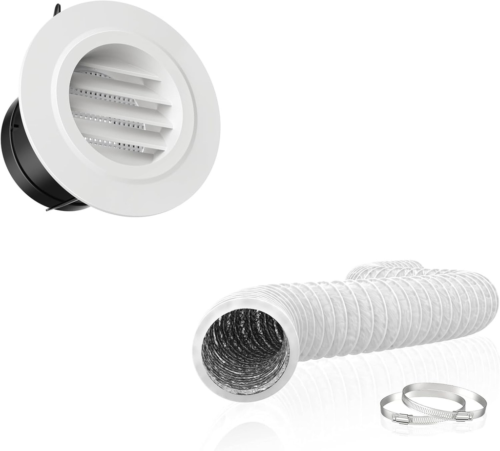 Hon&Guan 3 in Soffit Exhaust Vent and 3 Inch Dryer Vent Hose 16 FT with 2 Clamps