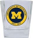 R and R Imports Michigan Wolverines 10 oz Whiskey Rocks Glass Circle Design Officially Licensed 2-Pack