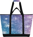 Qilmy Stars and Snowflakes Large Insulated Cooler Bag,Foldable Kitchen Reusable Grocery Bags,Leak Proof Portable Lunch Bags Tote Bag for Shopping Food Travel Beach Camping350