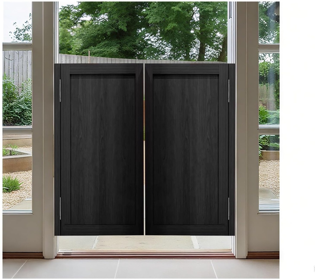 180° Swinging Doors Cafe Doors, Solid Wood Cafe Saloon Doors with Hinges, Wooden Half Waist Swing Door for Kitchen/Bar/Home/Office/Entrance Partition(Black,36" W x 36" H)