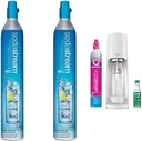 SodaStream 60 L Co2 Exchange Carbonator, 14.5 Oz, Set of 2, Plus $15 Amazon.com Gift & Terra Sparkling Water Maker (White) with CO2, DWS Bottle and Bubly Drop