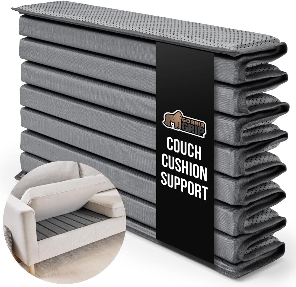 GORILLA GRIP Heavy Duty Couch Cushion Support Board to Fix Sagging Sofas, 21.5 x 70 Sofa, Thick Plywood Boards Add Strong Seat Supports, Stays in Place, Replacement Stuffing Under Couches, Grey
