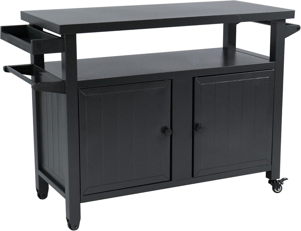 Kozyard BBQ Grill Storage Cart/Bin, Grill Carts Outdoor Storage Cabinet with Wheels, Cooking Prep BBQ Table for Patio Island Home Party Bar (Grey)