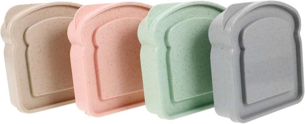 4Pcs Leak Sandwich Containers Portable Bread Toast Storage Boxes for Outdoor Use with Design and Secure Sealing for Fresh Fruit Snacks and Meals