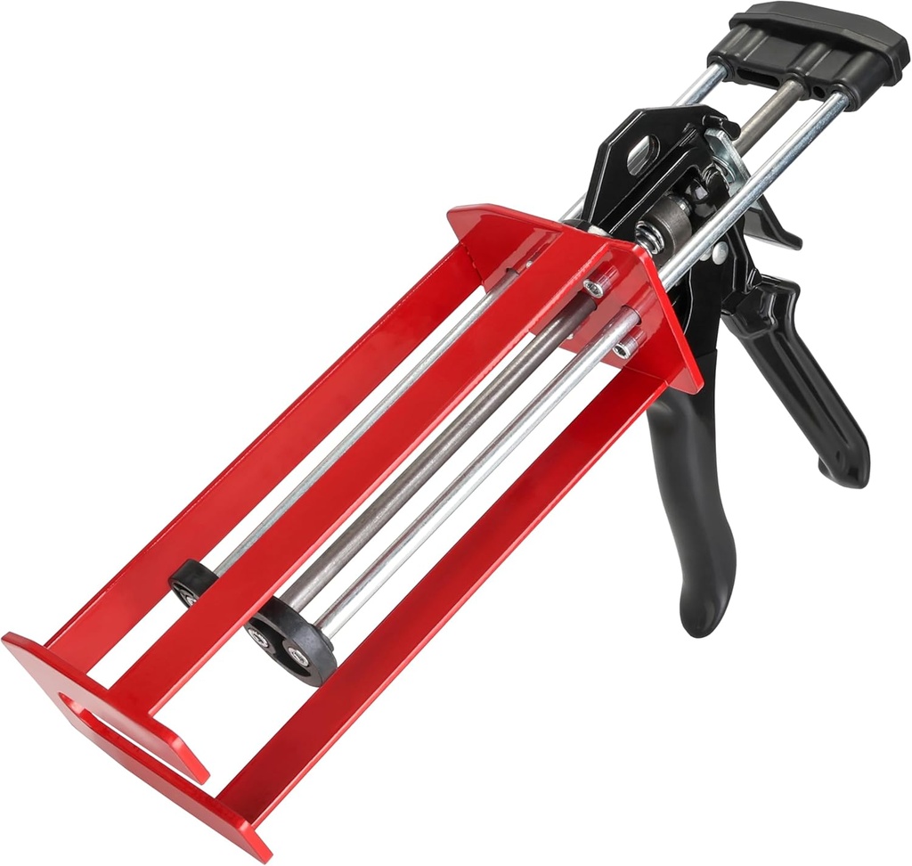Epoxy Gun Dual Component 400ml – Manual 1:1 & 2:1 Ratio Adhesive Applicator for Epoxy, Urethane, Acrylic,High-Thrust 2-Part Adhesive Gun for Panel Bonding, Structural & Plastic Repair,Red
