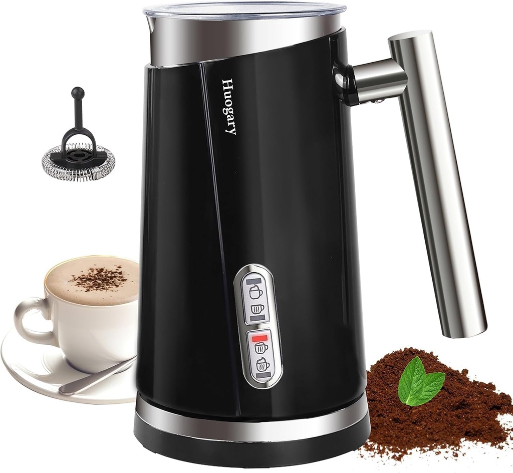 Huogary Milk Frother, 4 in 1 Electric Milk Steamer, Automatic Hot & Cold Foam Maker, Milk Warmer for Coffee, Latte, Cappuccino, Macchiato, 120V