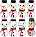 12 Pcs Plastic Candy Jars for Christmas Party Favors Snowman Christmas Candy Jars with Lids,Stickers,Ribbon Clear Xmas Cookie Jar Container Chocolate Storage Jar for Marshmallow Gift