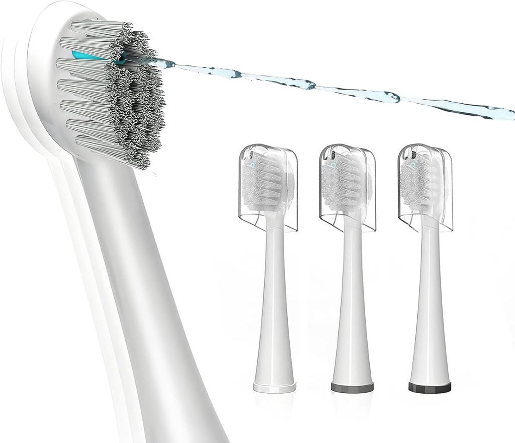 Replacement Brush Heads for Waterpik Sonic Fusion 2.0 - Flossing Toothbrush Head for Water pik with Color-Coded Rings & Hygienic Caps - 3 Pack White Soft Bristles - Compact Size
