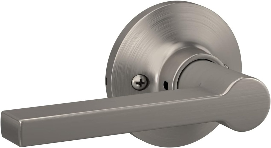 [BRSROZD6OQBAECTO] Lock Scout Straight Lever with Round Trim Dummy Door Handle, Satin Nickel Finish