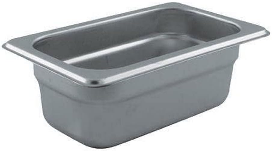 Winco 1/9 Size 2.5" Deep Metal Food Pan/Steam Table Pan, Anti-Jam, 23 Gauge
