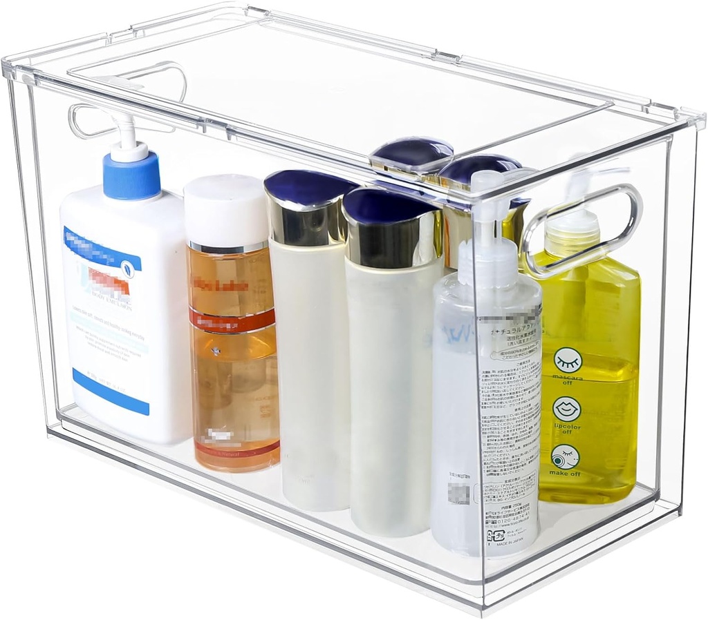 loobuu Plastic Storage Drawer, Clear Stackable Storage Bin, Multi-Use Large Organization Solution for Kitchen, Pantry, Bathroom, Home, Snack, Makeup, Under Sink Organizer Vanity Cabinet