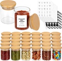 4OZ Glass Spice Jars with Bamboo Lids and 315 Labels, 10 Pcs Clear Food Storage Containers for Kitchen Sugar Salt Coffee Tea Beans