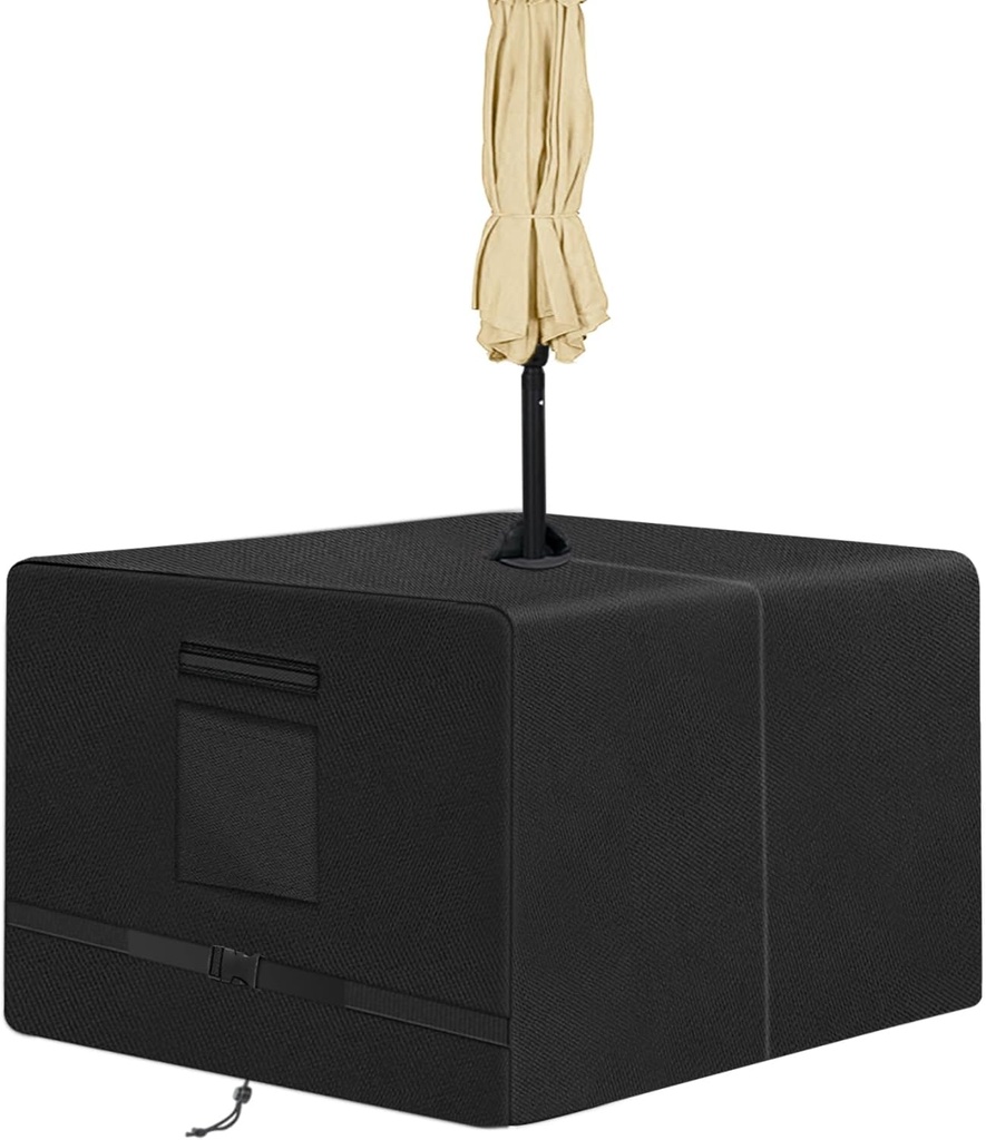 SIRUITON Square Patio Table Cover with Umbrella Hole 66"L x 66"W x 23.6"H (COVER SIZE，NOT TABLE SIZE) Heavy Duty 600D Oxford Fabric Outdoor Waterproof Lawn Patio Furniture Covers